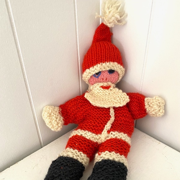 VTG 1960s Santa Claus Doll Knitted 15 Inch - Picture 1 of 8